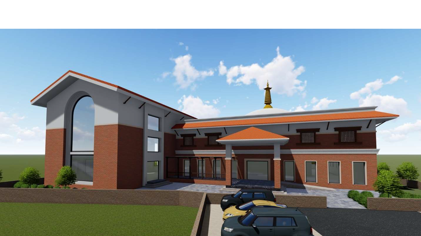 Building with stupa spire